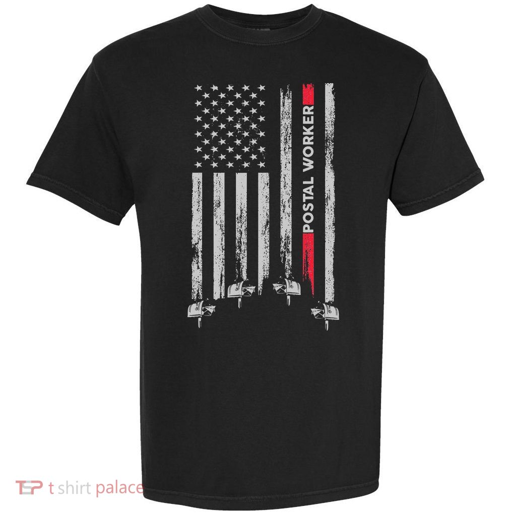 Postal Worker Vintage Usa American Flag Us Postal Garment-Dyed Heavyweight T-Shirt