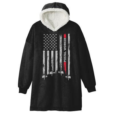 Postal Worker Vintage Usa American Flag Us Postal Hooded Wearable Blanket