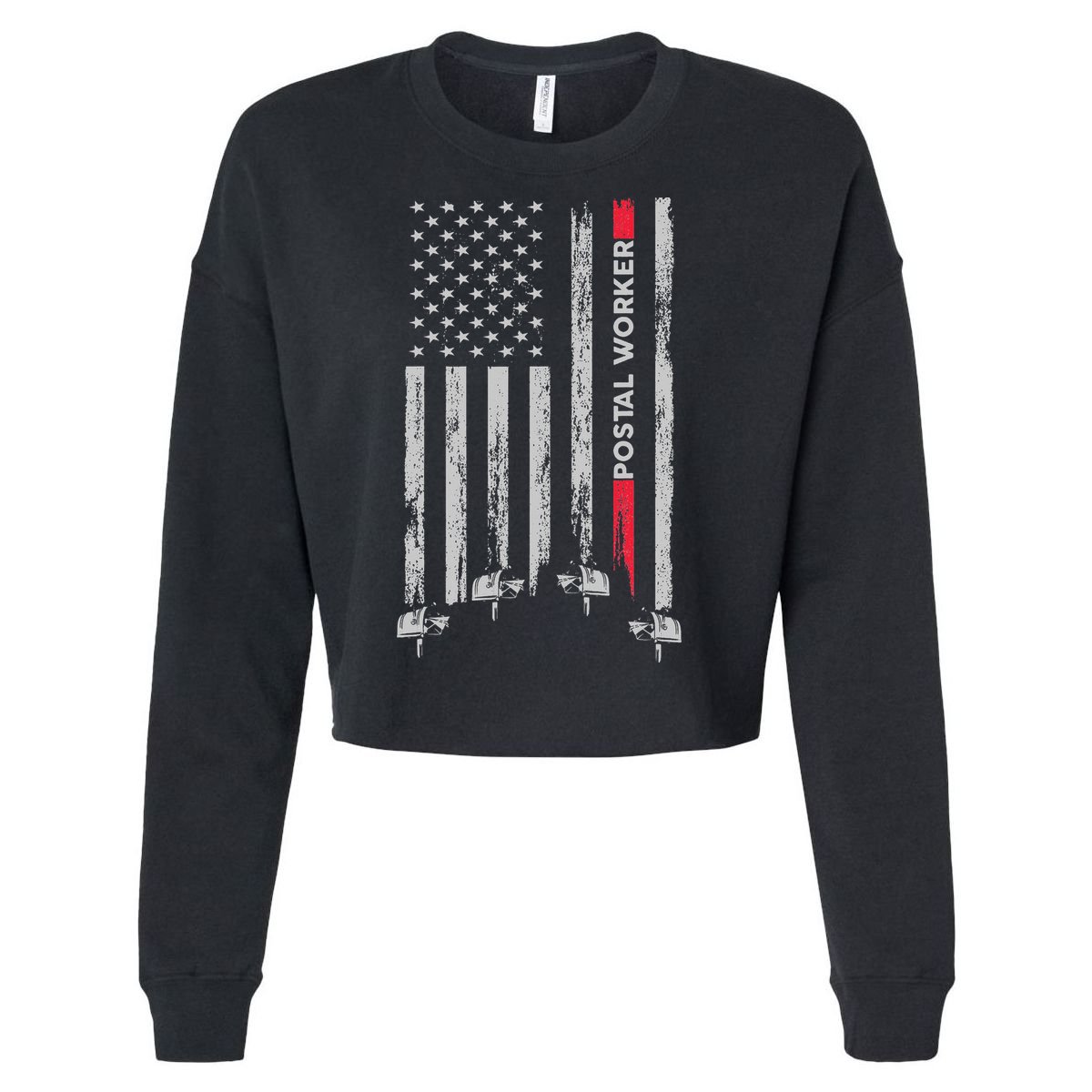 Postal Worker Vintage Usa American Flag Us Postal Cropped Pullover Crew