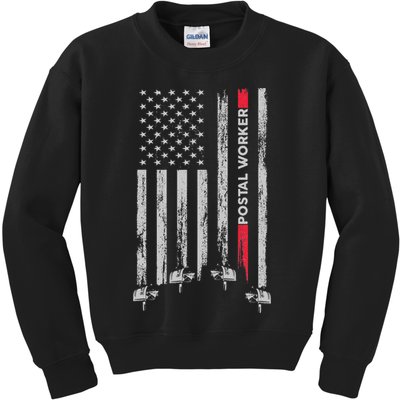 Postal Worker Vintage Usa American Flag Us Postal Kids Sweatshirt