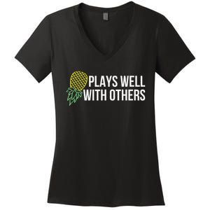 Plays Well With Others Swingers Women's V-Neck T-Shirt