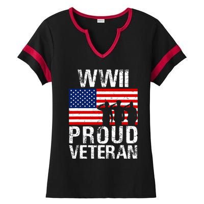 Proud Wwii World War 2 World War Ii Veteran Ladies Halftime Notch Neck Tee