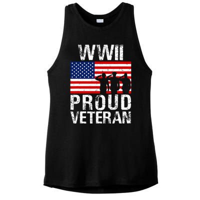 Proud Wwii World War 2 World War Ii Veteran Ladies PosiCharge Tri-Blend Wicking Tank