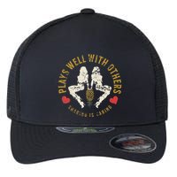 Plays Well With Others Swinger Couples Upside Down Pineapple Flexfit Unipanel Trucker Cap