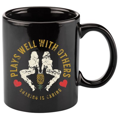 Plays Well With Others Swinger Couples Upside Down Pineapple 11oz C Handle Ceramic Mug