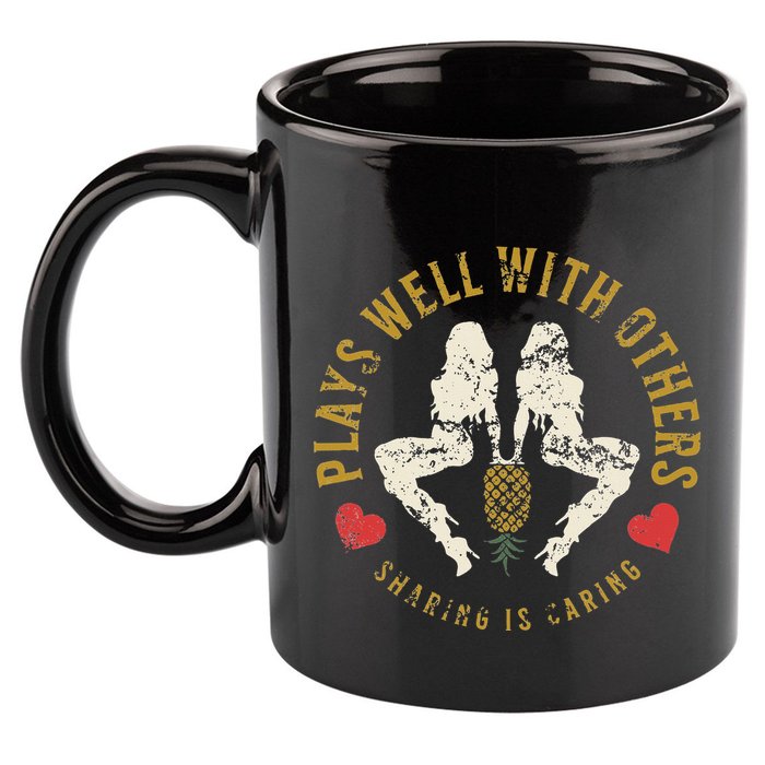 Plays Well With Others Swinger Couples Upside Down Pineapple 11oz C Handle Ceramic Mug
