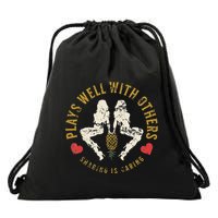Plays Well With Others Swinger Couples Upside Down Pineapple Drawstring Bag