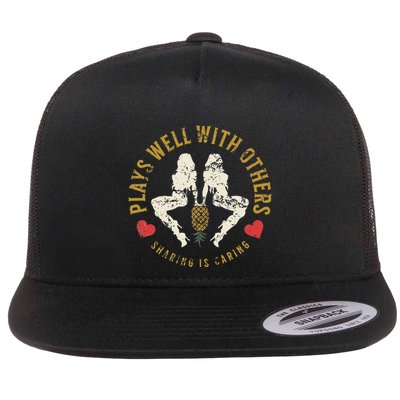 Plays Well With Others Swinger Couples Upside Down Pineapple Flatbill Hat