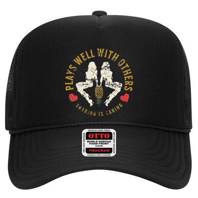 Plays Well With Others Swinger Couples Upside Down Pineapple Trucker Hat