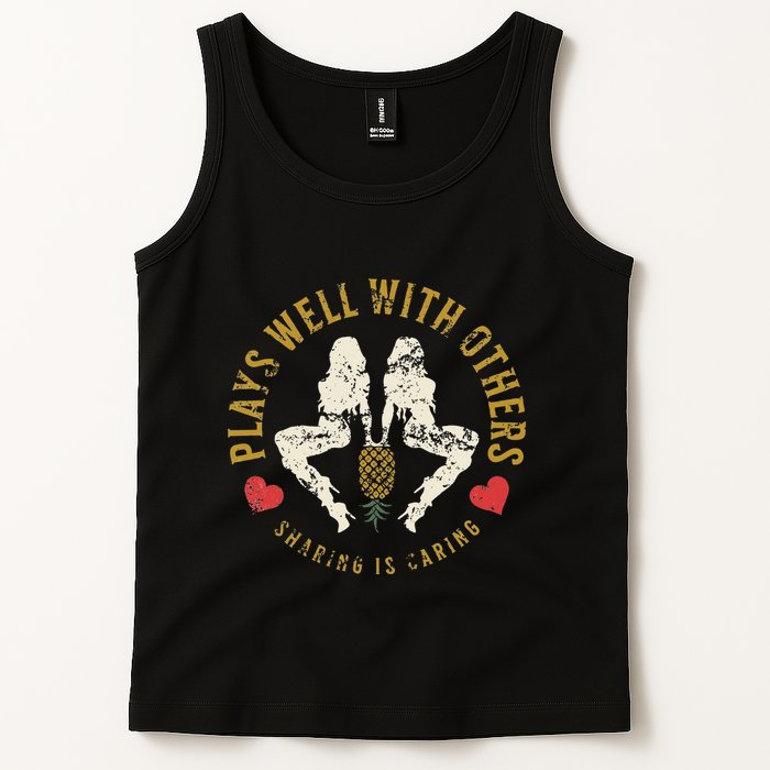 Plays Well With Others Swinger Couples Upside Down Pineapple Tank Top