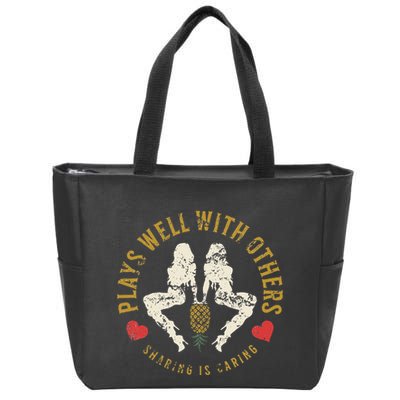 Plays Well With Others Swinger Couples Upside Down Pineapple Zip Tote Bag