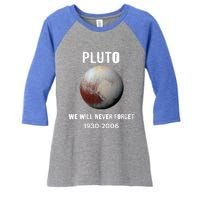 Pluto We Will Never Forget Gift Women's Tri-Blend 3/4-Sleeve Raglan Shirt