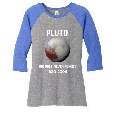 Pluto We Will Never Forget Gift Women's Tri-Blend 3/4-Sleeve Raglan Shirt