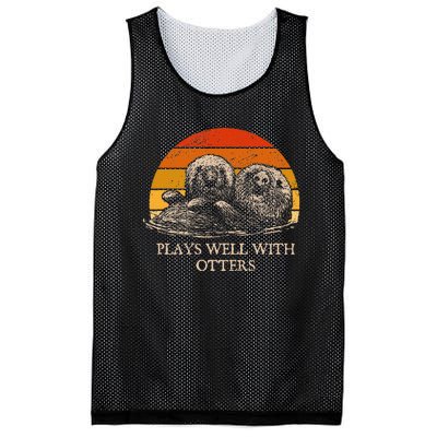 Plays Well With Otters Sarcastic Otter Lover Sarcasm Mesh Reversible Basketball Jersey Tank