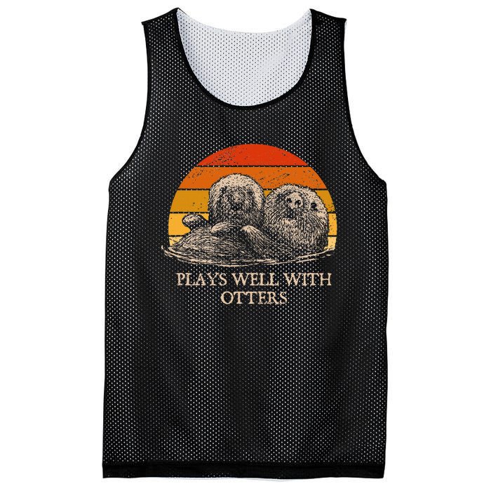 Plays Well With Otters Sarcastic Otter Lover Sarcasm Mesh Reversible Basketball Jersey Tank