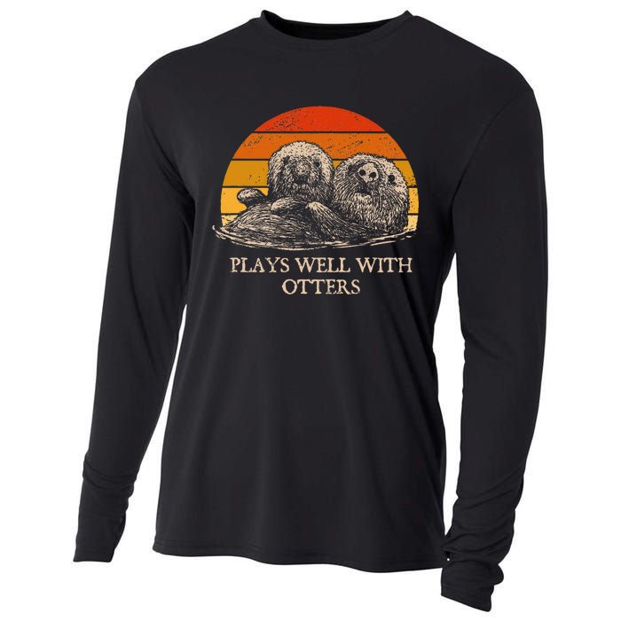 Plays Well With Otters Sarcastic Otter Lover Sarcasm Cooling Performance Long Sleeve Crew