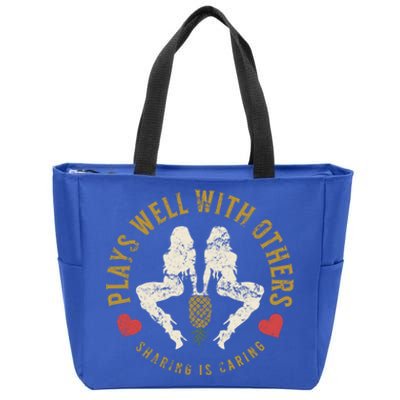 Plays Well With Others Swinger Couples Upside Down Pineapple Cute Gift Zip Tote Bag