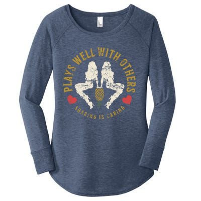 Plays Well With Others Swinger Couples Upside Down Pineapple Cute Gift Women's Perfect Tri Tunic Long Sleeve Shirt