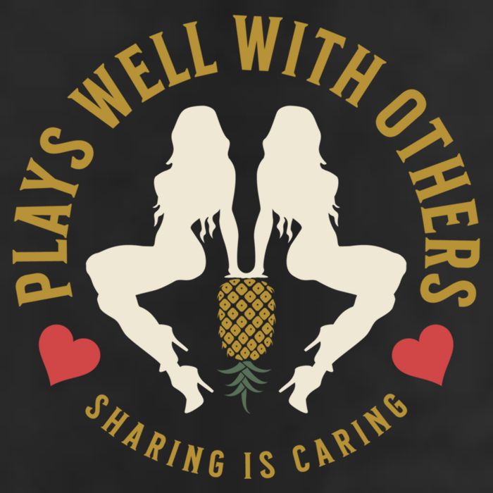 Plays Well With Others Swinger Couples Upside Down Pineapple Gift Garment-Dyed Fleece Hoodie