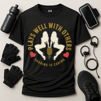 Plays Well With Others Swinger Couples Upside Down Pineapple Gift Performance Shirt