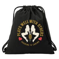 Plays Well With Others Swinger Couples Upside Down Pineapple Gift Drawstring Bag