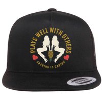 Plays Well With Others Swinger Couples Upside Down Pineapple Gift Flatbill Hat