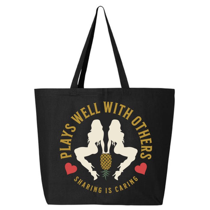 Plays Well With Others Swinger Couples Upside Down Pineapple Gift 25L Jumbo Tote