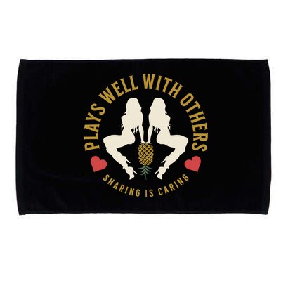 Plays Well With Others Swinger Couples Upside Down Pineapple Gift Microfiber Hand Towel