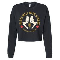Plays Well With Others Swinger Couples Upside Down Pineapple Gift Cropped Pullover Crew