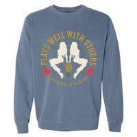 Plays Well With Others Swinger Couples Upside Down Pineapple Gift Garment-Dyed Sweatshirt