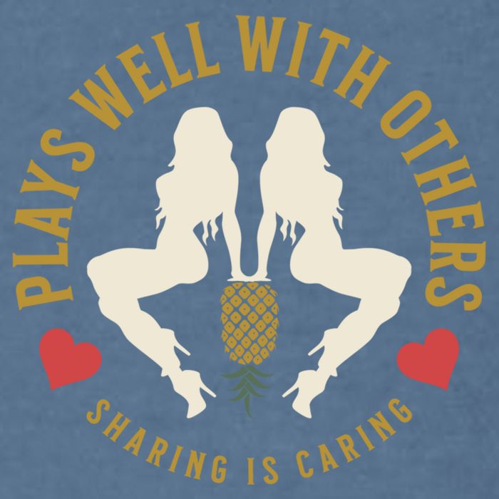 Plays Well With Others Swinger Couples Upside Down Pineapple Gift Garment-Dyed Sweatshirt