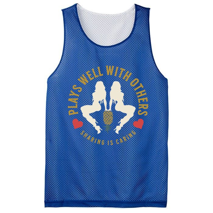 Plays Well With Others Swinger Couples Upside Down Pineapple Gift Mesh Reversible Basketball Jersey Tank