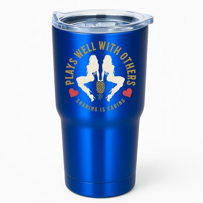 Plays Well With Others Swinger Couples Upside Down Pineapple Gift Tumbler