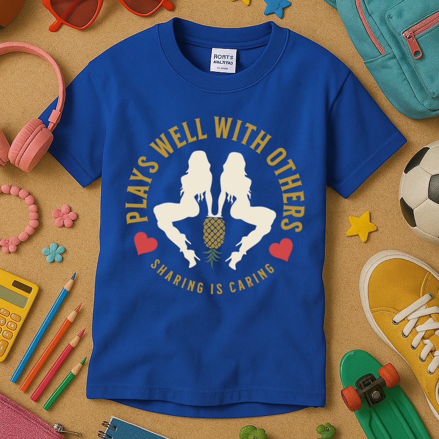 Plays Well With Others Swinger Couples Upside Down Pineapple Gift Kids T-Shirt