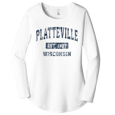 Platteville Wisconsin Wi Vintage Sports Design Women's Perfect Tri Tunic Long Sleeve Shirt