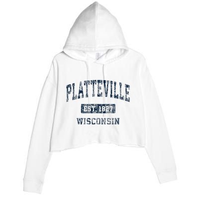 Platteville Wisconsin Wi Vintage Sports Design Crop Fleece Hoodie