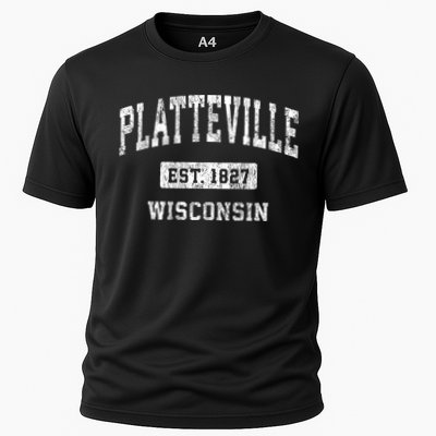 Platteville Wisconsin Wi Vintage Sports Established Cooling Performance Crew T-Shirt