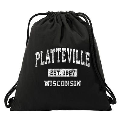 Platteville Wisconsin Wi Vintage Sports Established Drawstring Bag