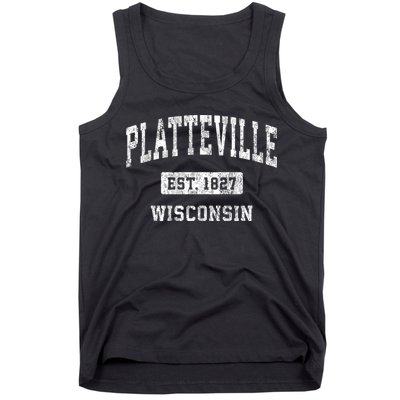 Platteville Wisconsin Wi Vintage Sports Established Tank Top