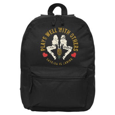 Plays Well With Others Swinger Couples Upside Down Pineapple 16 in Basic Backpack