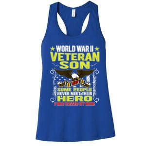 Proud World War 2 Veteran Son Military Ww 2 Veterans Family Great Gift Women's Racerback Tank