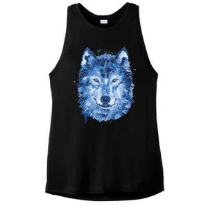 Polygon Wolf Wild Animal Ladies PosiCharge Tri-Blend Wicking Tank