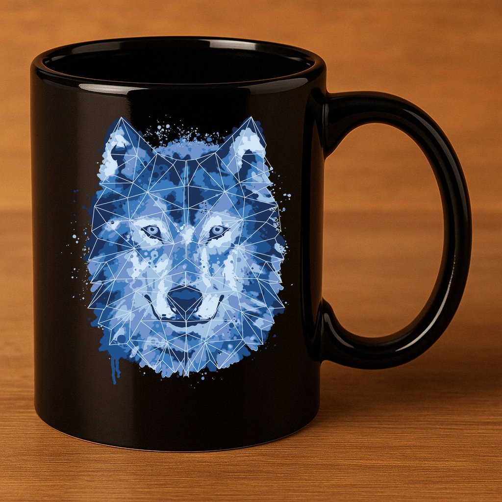 Polygon Wolf Wild Animal 11oz C Handle Ceramic Mug