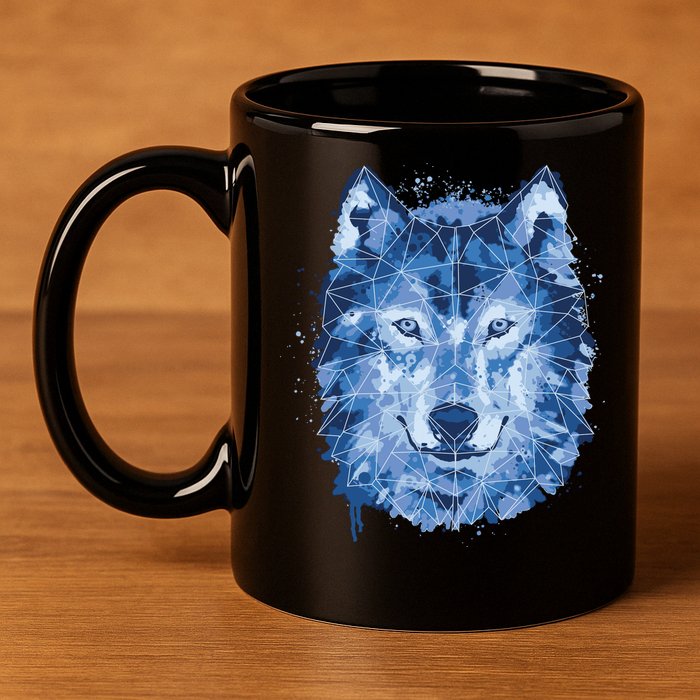 Polygon Wolf Wild Animal 11oz C Handle Ceramic Mug