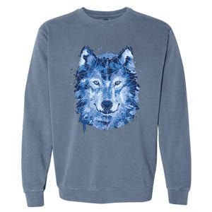 Polygon Wolf Wild Animal Garment-Dyed Sweatshirt