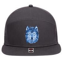 Polygon Wolf Wild Animal 7 Panel Mesh Trucker Snapback Hat