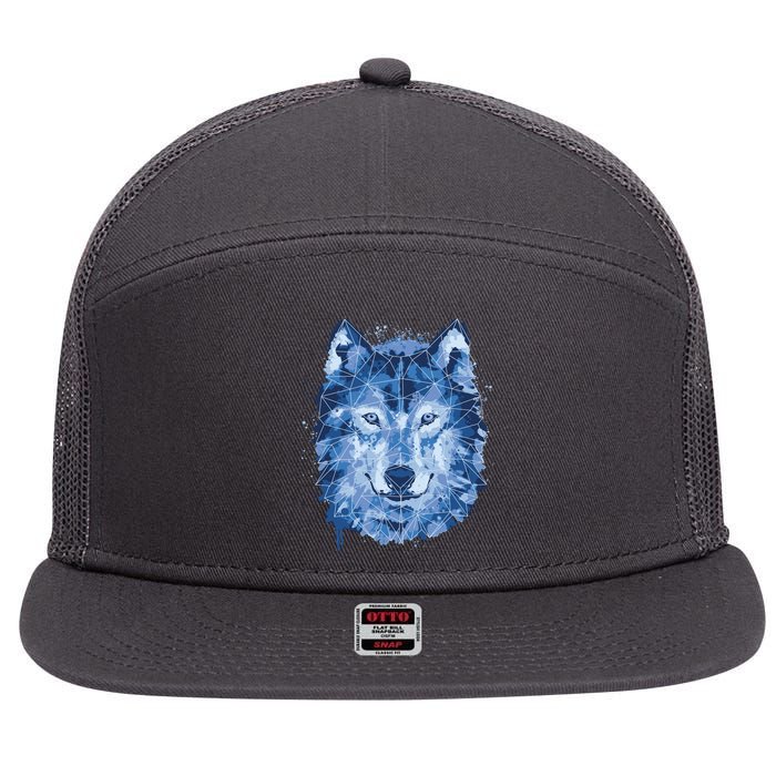 Polygon Wolf Wild Animal 7 Panel Mesh Trucker Snapback Hat