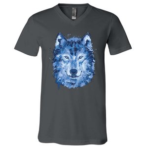 Polygon Wolf Wild Animal V-Neck T-Shirt