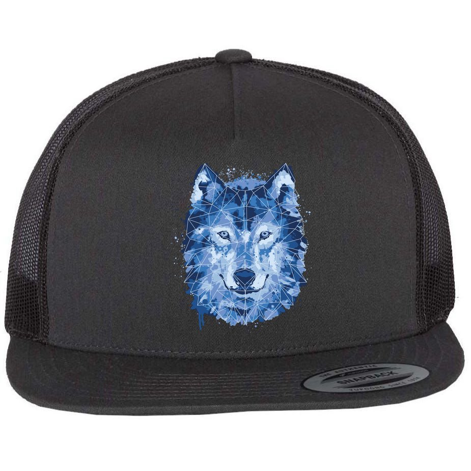 Polygon Wolf Wild Animal Flat Bill Trucker Hat