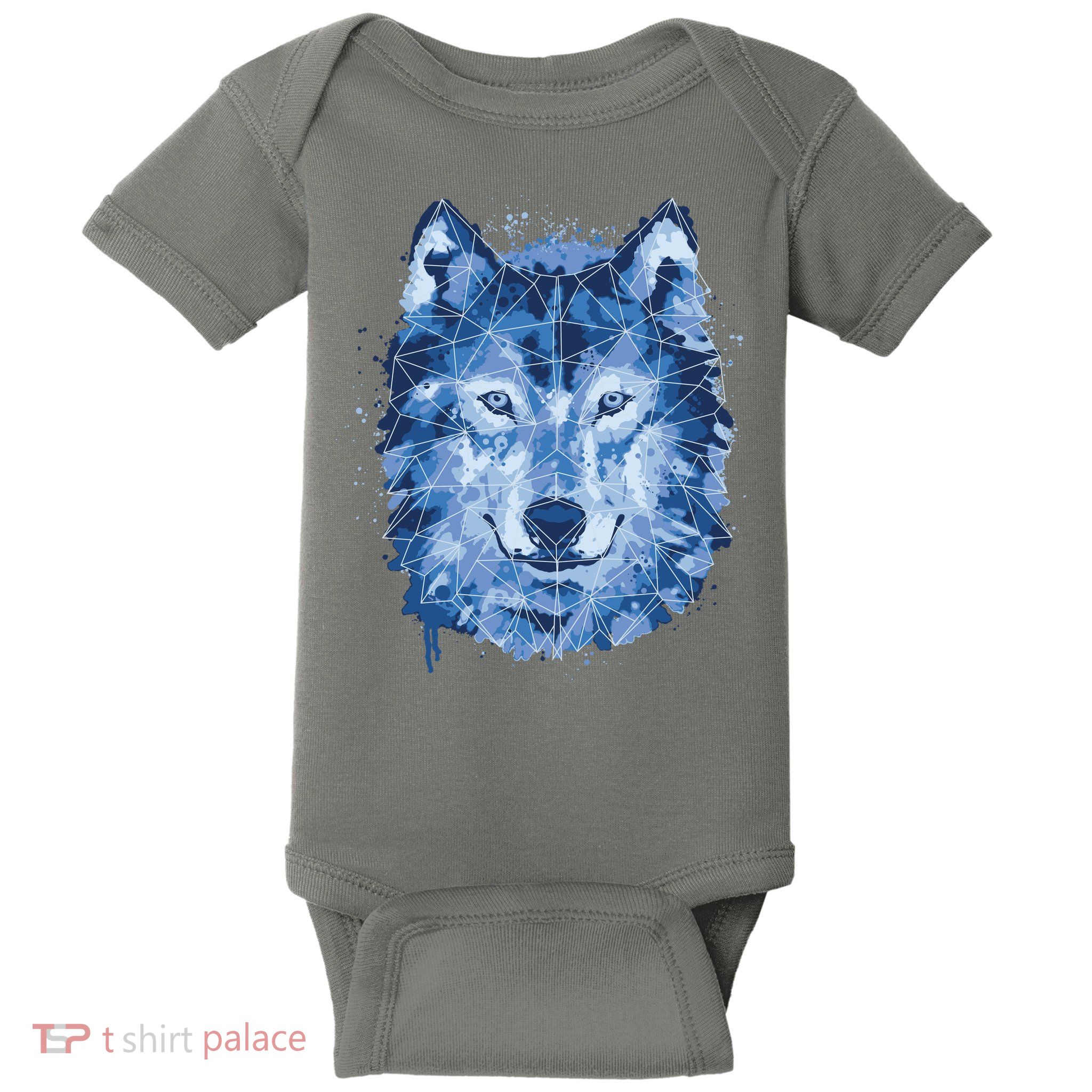 Polygon Wolf Wild Animal Baby Bodysuit